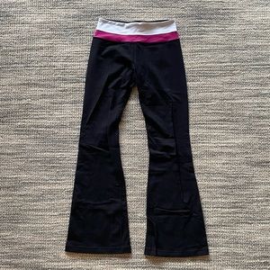 Lululemon Flare Yoga Pants with Pink & White Band